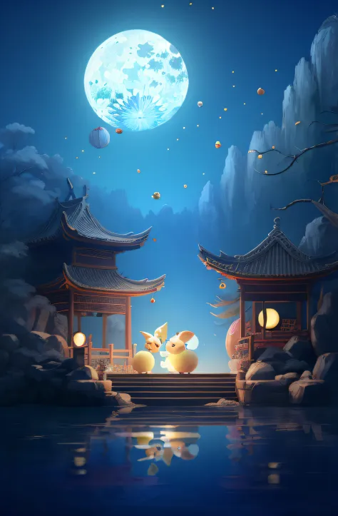 The Mid-Autumn Festival background is rich in detail