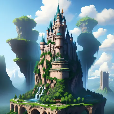 Super Huge Castle Paradise Heaven Giant Cyberpunk Top Quality Utopia Waterfall Mother Nature