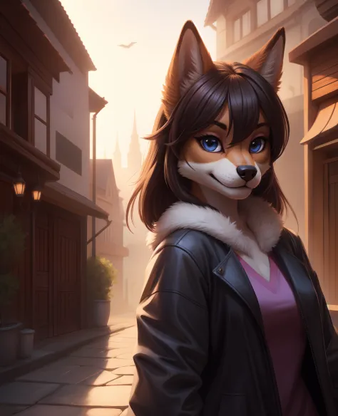 cute female anthro, canine, beauty, sharp, clear, hi res, high resolution, detailed background