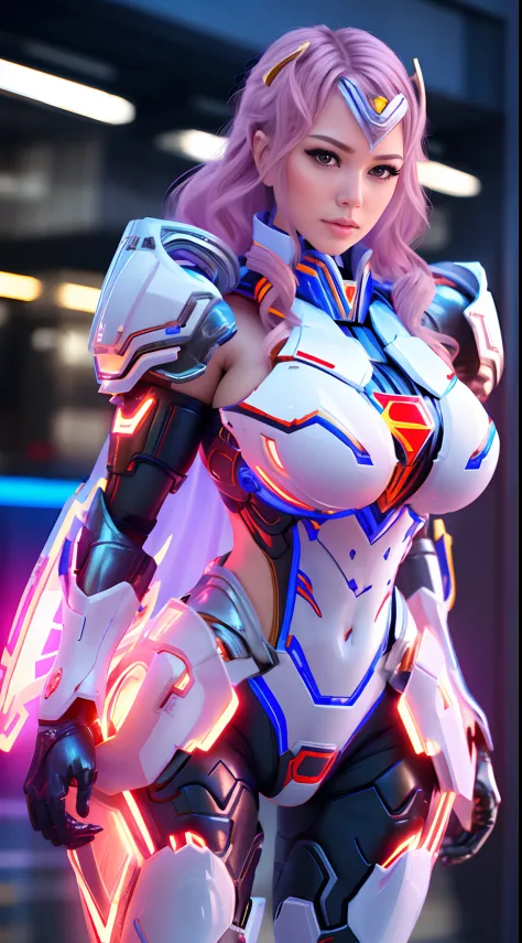SUPERGIRL, HUGE BOOBS, MECHA HEAVY ARMOR, TRANSPARANT, MUSCLE BODY, SEXY.
