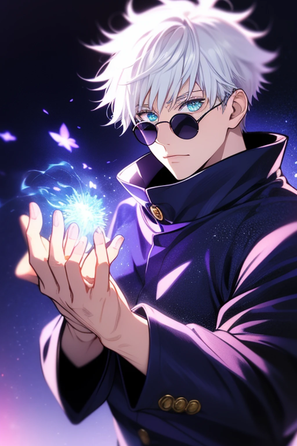 ((High detail、Cinematic lighting))、messy white hair、aquamarine eyes ...