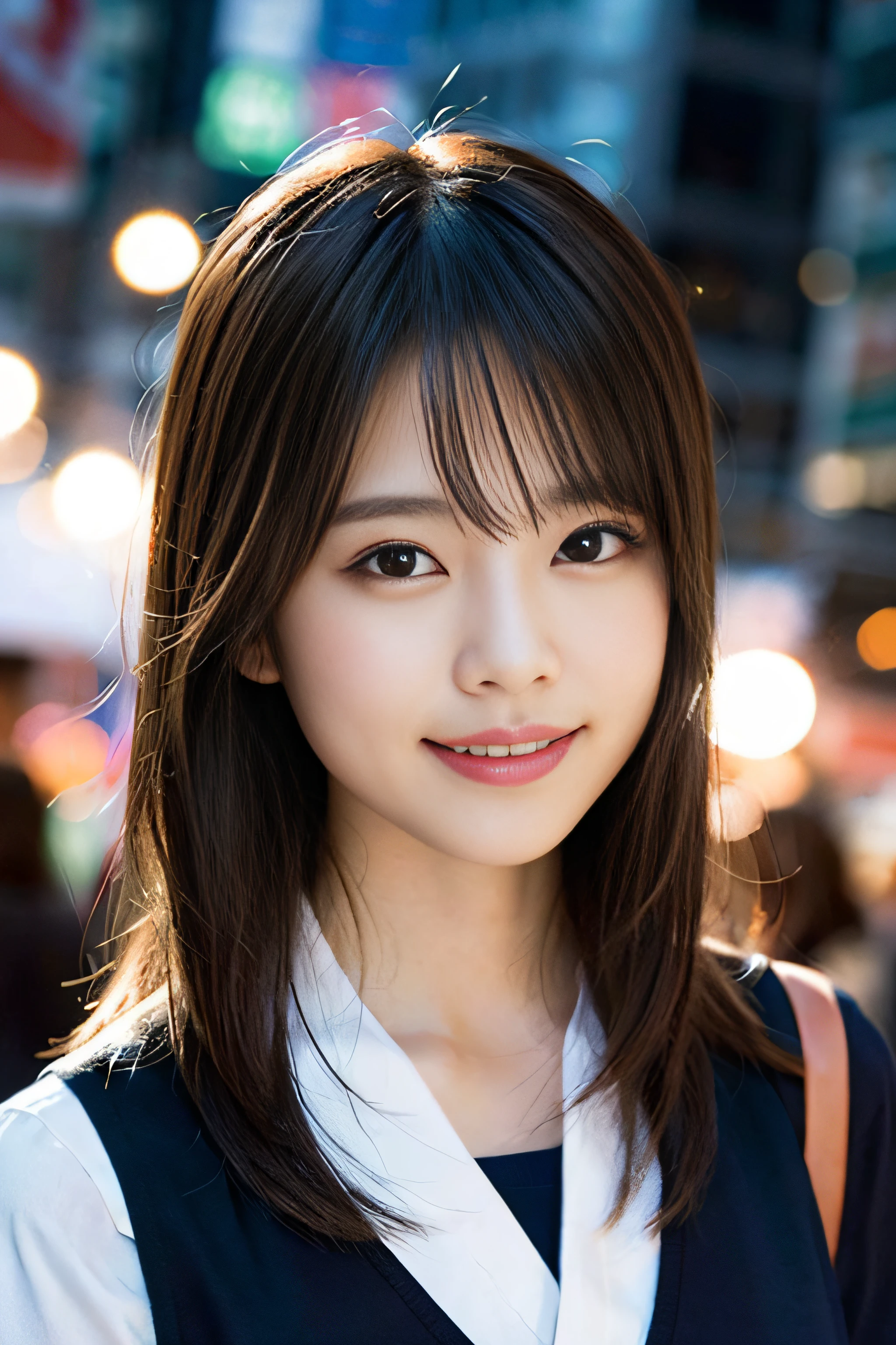 (8K、Raw photography、top-quality、​masterpiece:1.2)、(realisitic、Photorealsitic:1.37)、ultra-detailliert、超A high resolution、女の子1人、see the beholder、beautifull detailed face、A smile、Constriction、(Slim waist) :1.3)、Beautiful detailed skin、Skin Texture、Floating hair、Professional Lighting、Whole human body、Longhaire、a blond、japanese hight 、a sailor suit、matsuri、In the street、sparklers、Bob Hair、Summer Festivals、food stand、Happy smile
