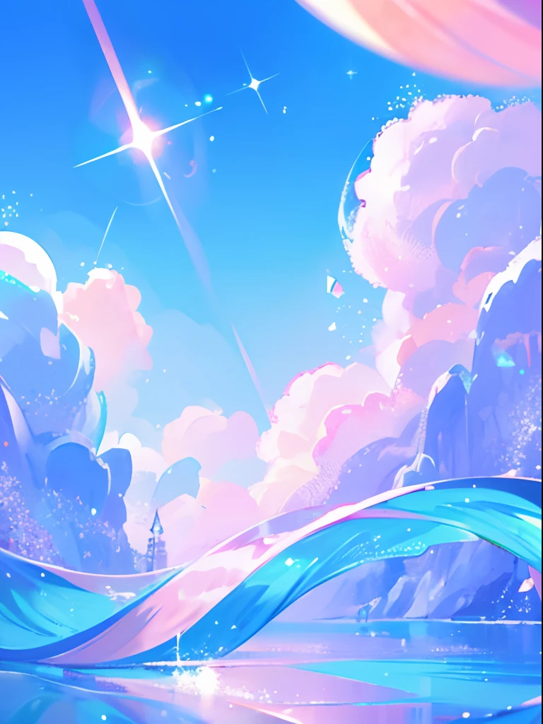 Beautifully sparkling crystals、macro photography、hightquality、high-level image quality、emotional、PastelColors、pastel pink、Random reflexes、depth of fieldasutepiece、blue-sky