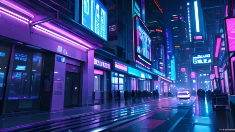 (masterpiece, top quality, best quality, official art, beautiful and aesthetic:1.2),(blue purple neon lighting), (vibrant glow), dynamic colors, striking contrast, futuristic vibe, electric energy,reflective surfaces,(cityscape:1.3),8k,official wallpaper, ...