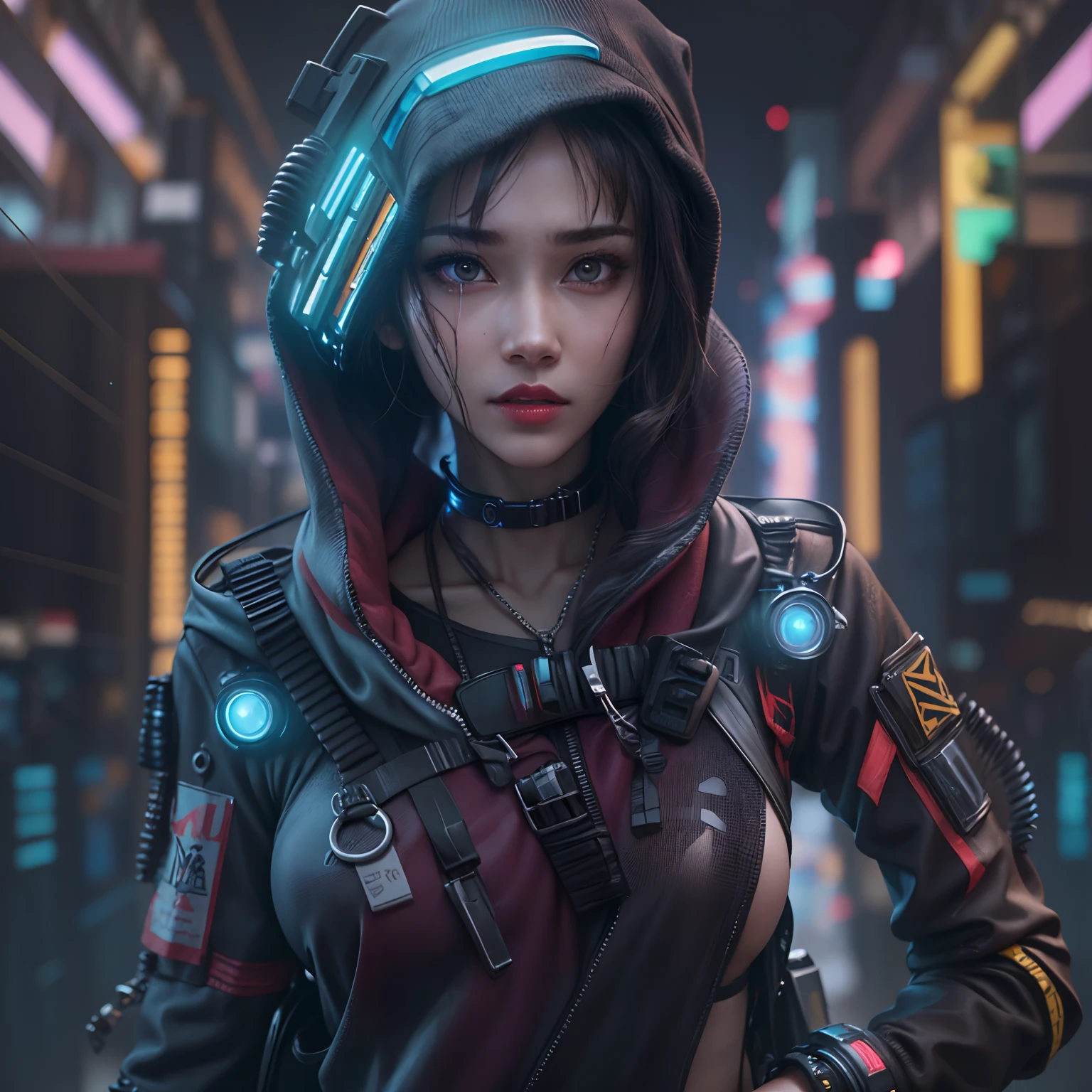 Tenue futuriste femme futuriste, cyberpunk 2 0 ans. o Modèle Fille Cyberpunk Numérique - Anime Art, fille cyberpunk, Yeux d&#39;art cyberpunk