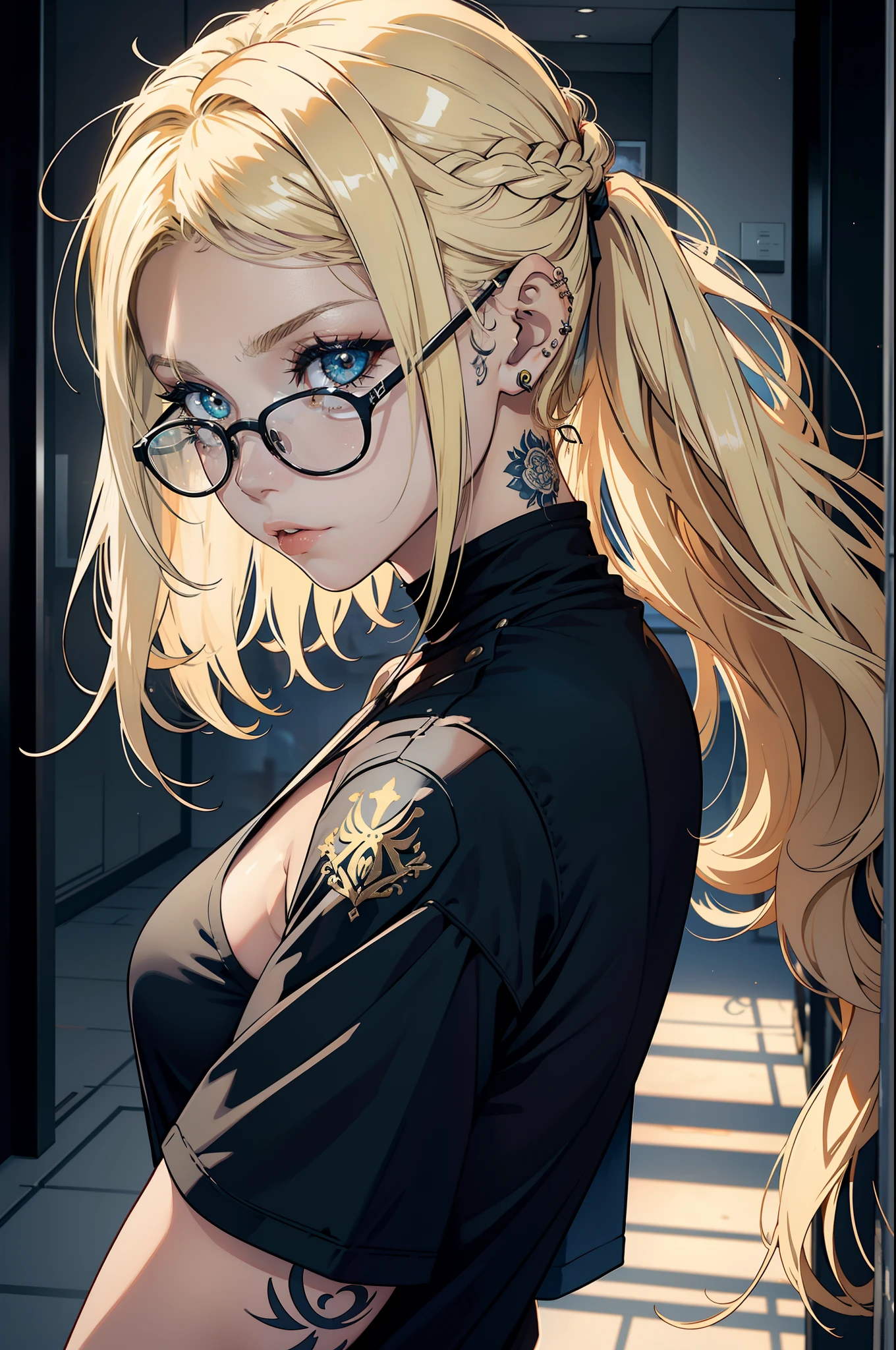 young woman, corte de cabelo de riley nixon, cabelo raspado, blonde hair,  cabelos muito curtos - SeaArt AI