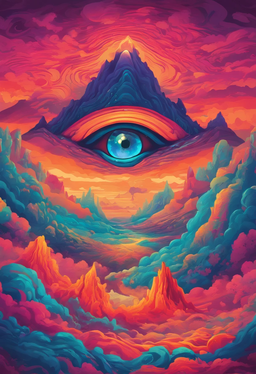 An image of a painting of an eye in the clouds - SeaArt AI