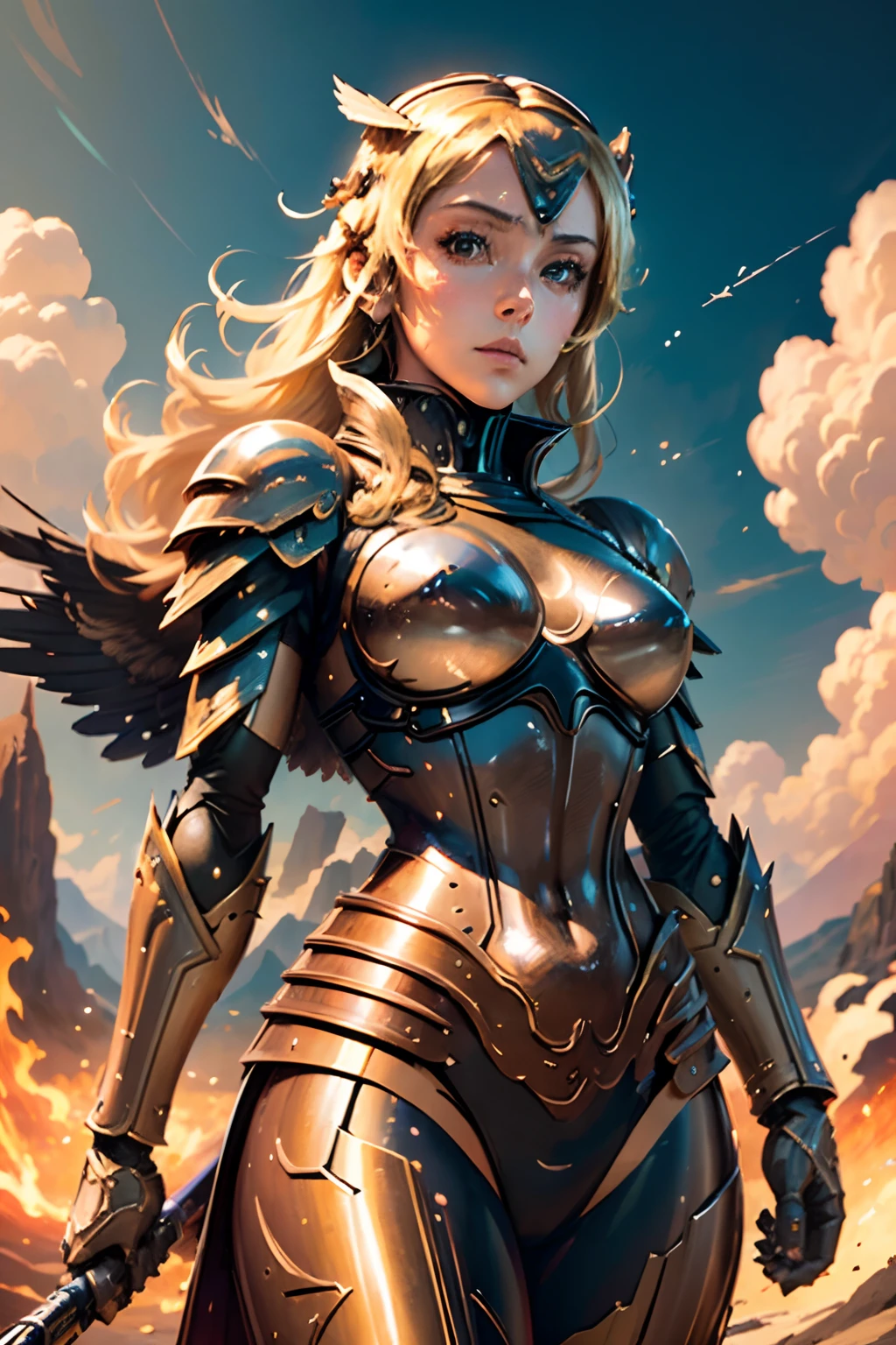 (((master part))),16k,best quality, illustration, terra, water,fire,vento,space,1girl,blonde hair,mecha bonito,armadura brilhante,eagle helmet,beautiful face,echarpe,papel_cortar,NSFW