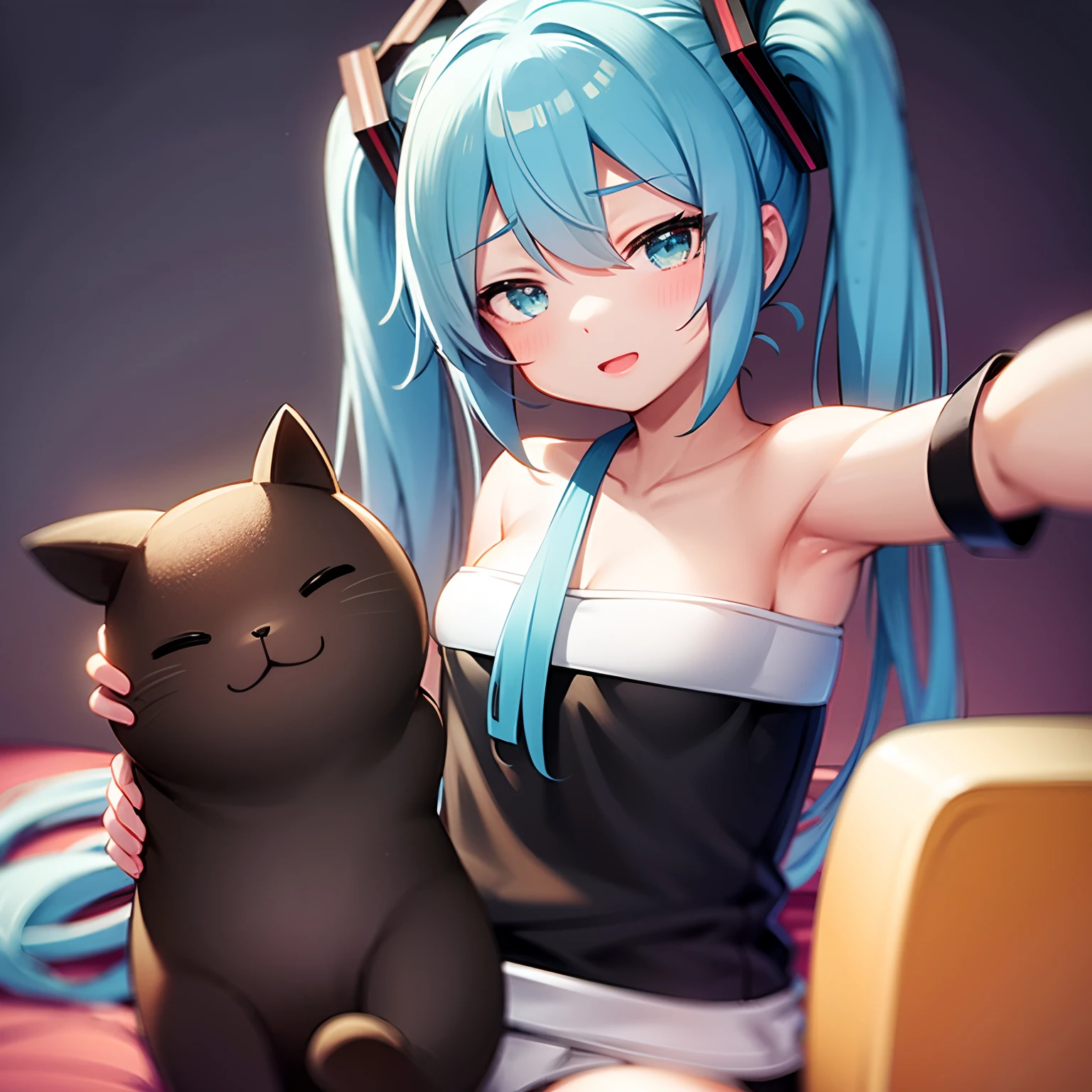 Hatsune Miku, Selfie, Katzenohrkopfhörer,