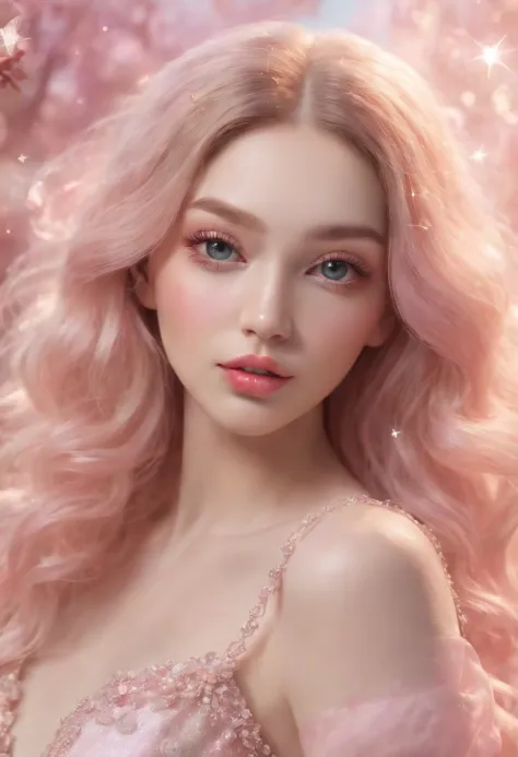 ((Masterpiece)). This artwork is sweet, Dreamy and ethereal, Soft pink watercolor tones with many gorgeous marshmallow accents. Spawn a delicate and petite animal，exploring (Bubblegum world with a variety of pastel shades). Her sweet face is extremely deta...