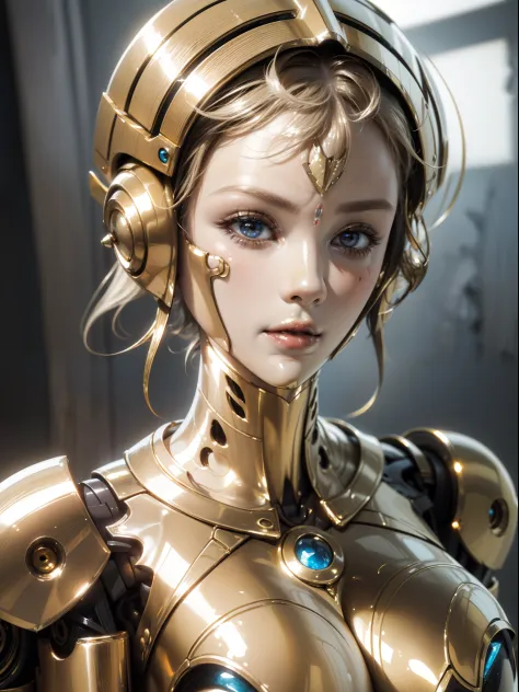 8K，masterpiece:1.0，absurdres，high quality,extremely detailed，(1 robot warrior)(female)，(Delicate face:2.0)，(Clear and delicate f...