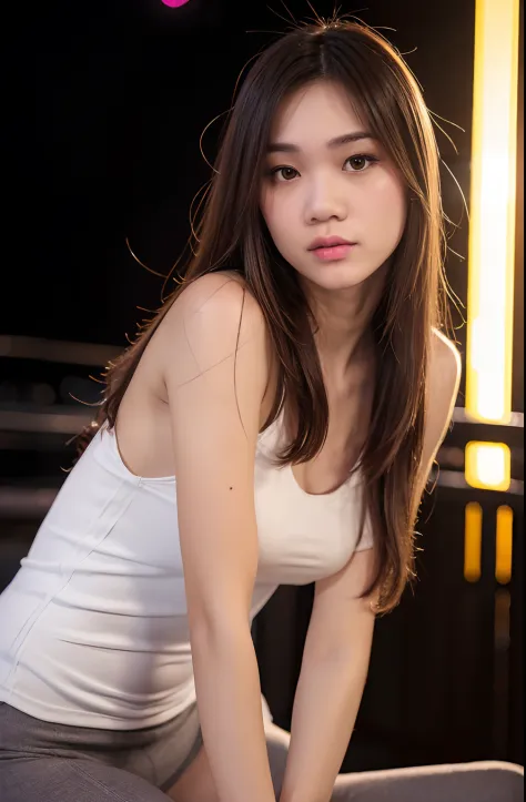 20 years old woman, (photorealistic:1.4, highly realistic), highly detailed CG unified 8K, in a bangkok skybar , (HQ skin:1.4), 8k uhd, dslr, high quality, film grain, Fujifilm XT3, ((full body shot:1.2))