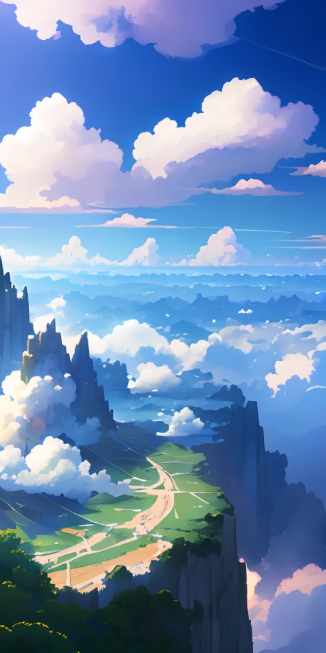 ​masterpiece, top-quality, (extremely detailed CG unified 8k wallpaper) (top-quality), (The best illustrations), (best shade)、Super Meticulous, blue-sky、Variety of clouds、Wonderfully beautiful