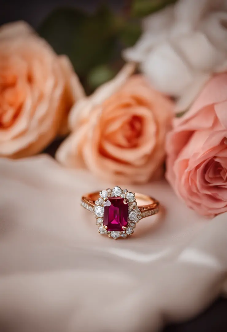 Luxurious puffy romantic proposal and jewelry
