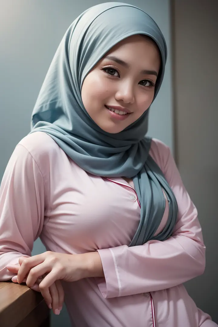 photograph of Malay hijab plump girl, smallest breast, wearing sport shirt,  and tight boxer pants, jogging in morning - SeaArt AI