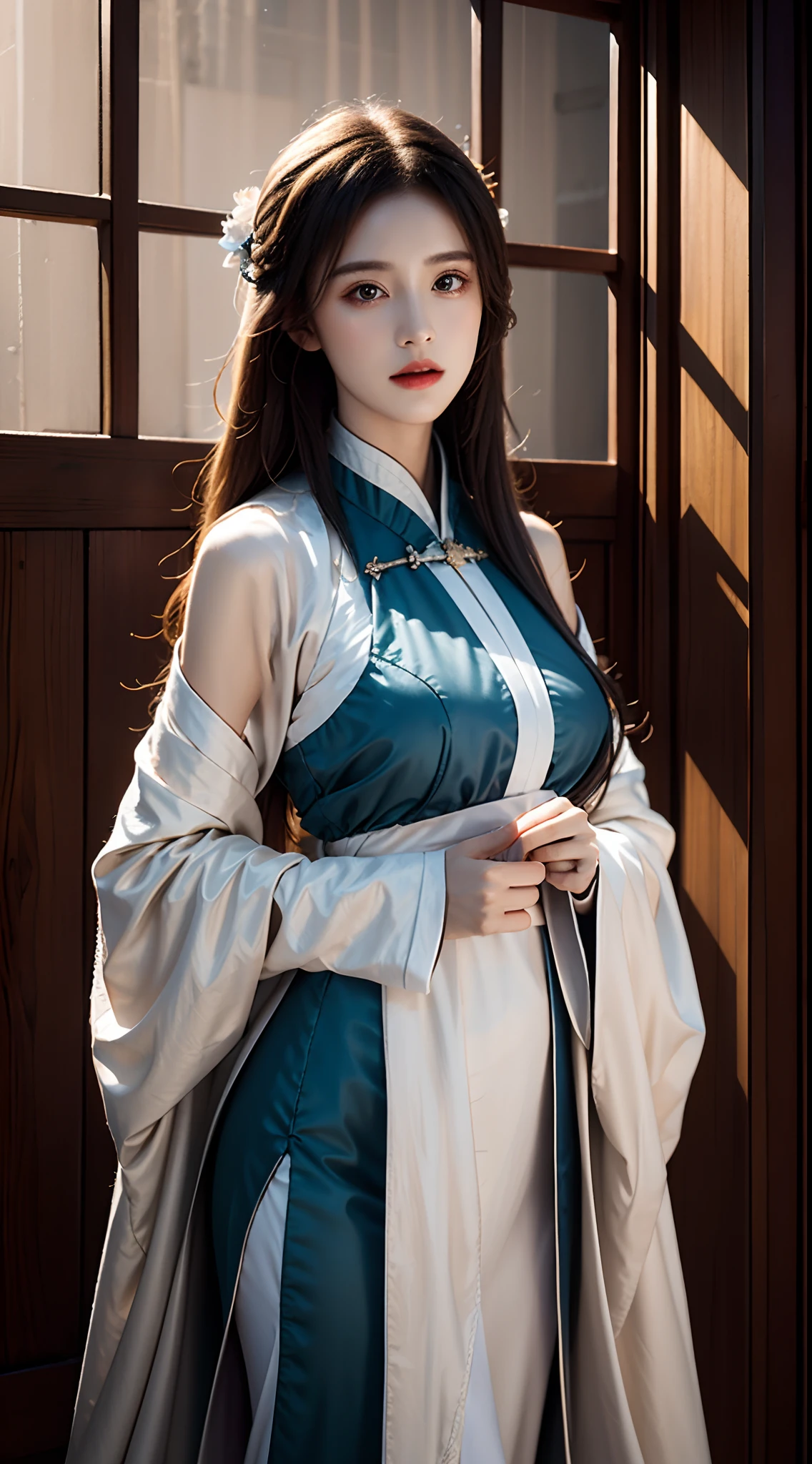 逼真的, 高解析度,傑作,最好的品質,超詳細, 1名女性, Hanfu