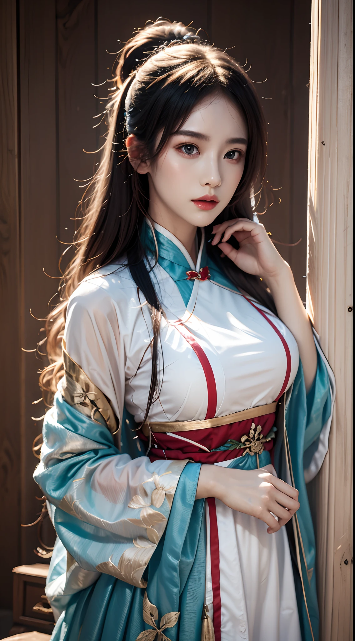 逼真的, 高解析度,傑作,最好的品質,超詳細, 1名女性, Hanfu