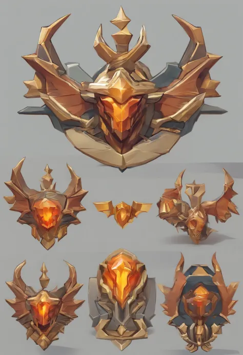 Game medallion with metal faucet closeup with crown，Close-up of dragon head，hearthstone art style, Hearthstone style art, hearthstone concept art, Riot game concept art, style of league of legends, iconic character splash art, League of Legends crown，Game ...