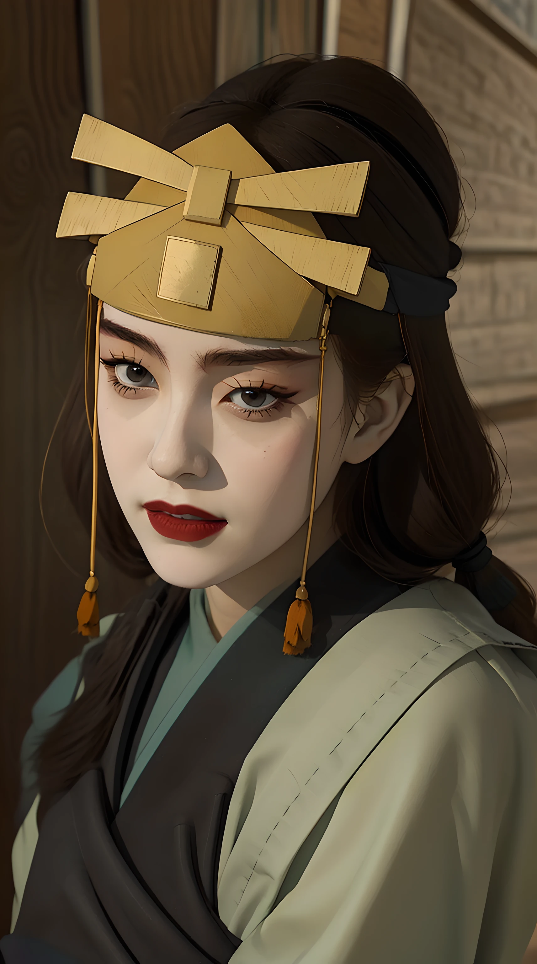 kyoshiwarrior, makeup, lipstick, headband, realism, masterpiece, textured skin, super detail, high detail, high quality, best quality, 1080p, 16k