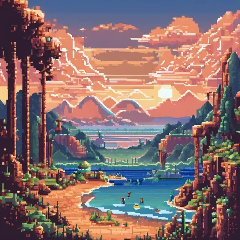 pixel art landscape of the pacific northwest - SeaArt Al - Free Al Art ...