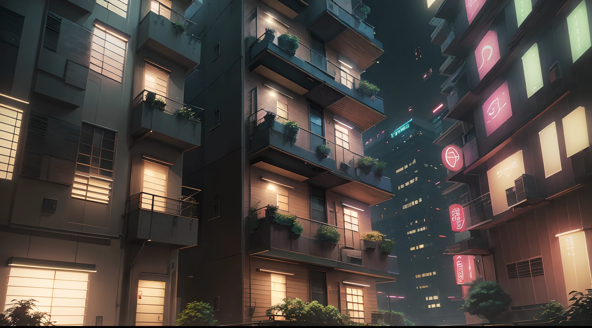 日本市中心的一套公寓, 面对建筑物, 城市街道周围的绿化, 高的建筑, 症状, 暖灯, 表示非常特殊的公寓. (最好的质量,4k,8千,高分辨率,杰作:1.2), 极其详细, (实际的,photo实际的,photo-实际的:1.37), 人类发展报告, 超高清, 清晰聚焦, 专业的, 鲜艳的颜色, 景观, 日本动画片, 摄影, (现代的, 传统的) 风格, (冷静的, 丰富多彩的) 调色板, (环境舒缓) 灯光, 非常适合缩略图