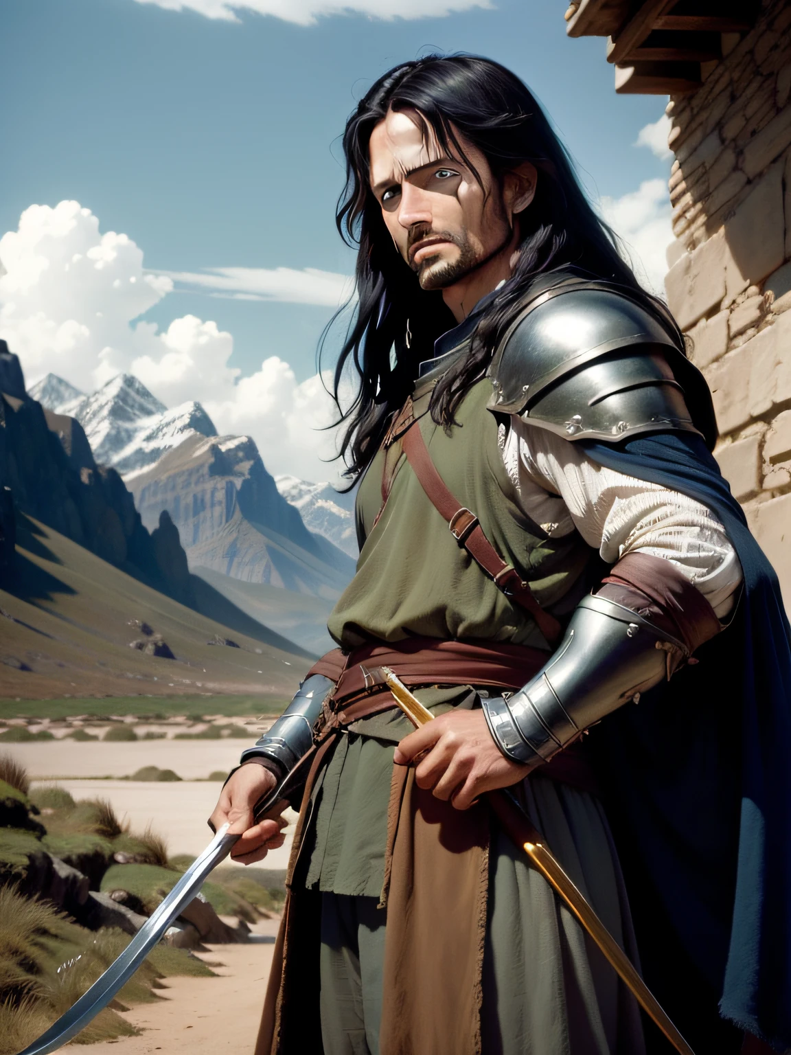 foto do guerreiro Aragorn de O Senhor dos Anéis, grão de filme