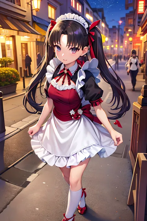 (best quality), [masterpiece], ((beautiful:0.75) cute girl:0.75), [clear and clean] pixiv (illustration), ((RinTohsaka)), street...