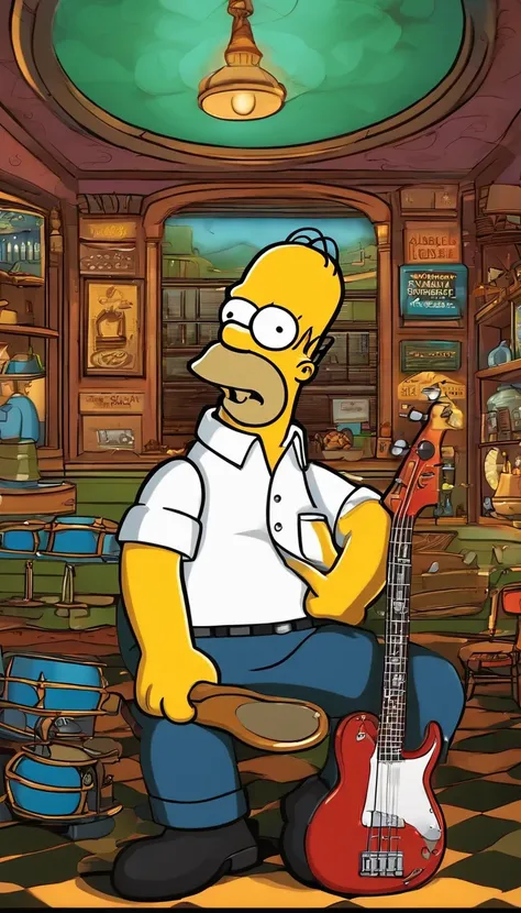 Cafe Shop，the Simpsons，homer Simpson Plays Bass，homer Simpson，the Simpsons Animation Style 9769