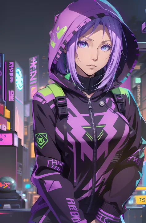 There is a woman in a black and green hoodie posing for a photo, cyberpunk anime girl in hoodie, as an overwatch character, Anim...