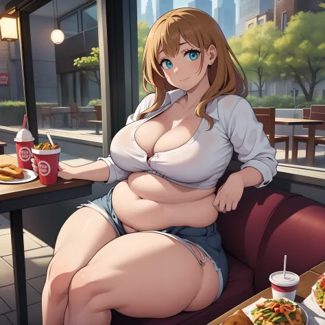 ((highres)), Masterpiece, high quality, best quality, beautiful, perfect lighting, detailed face, ultra cute face, ((2girls)), one girl has blonde hair, blue eyes, crop top and shorts skindentation, one girl has brown hair, green eyes, jeans, white shirt, ...