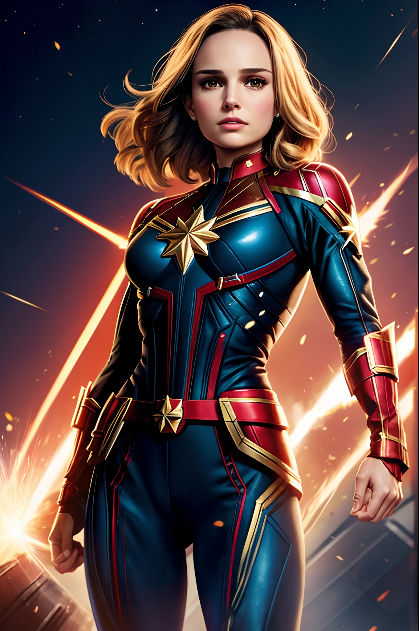 Natalie Portman as a captain marvel movie scene.