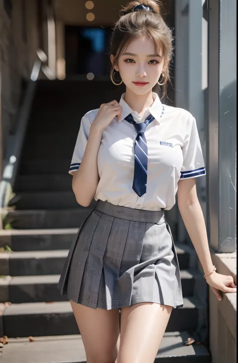 Gray eyes, Korean school uniform, summer school uniform shirt, ribbon ...