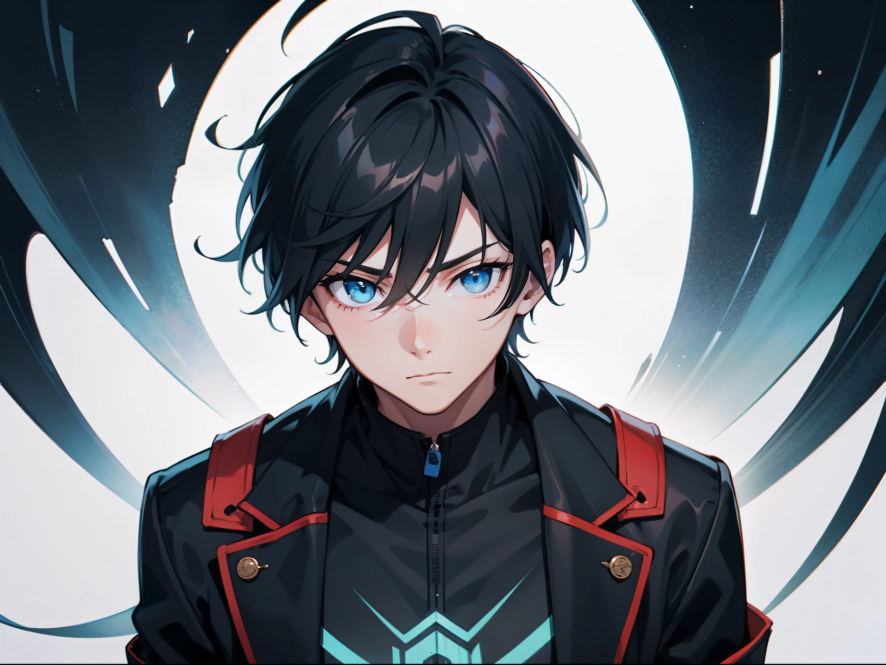 Anime boy with black hair and blue eyes in front of a full moon - SeaArt AI