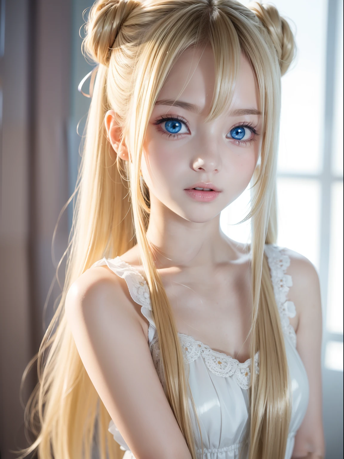 Twin-tailed、Shiny skin、 Very cute and beautiful face、shiny very ...