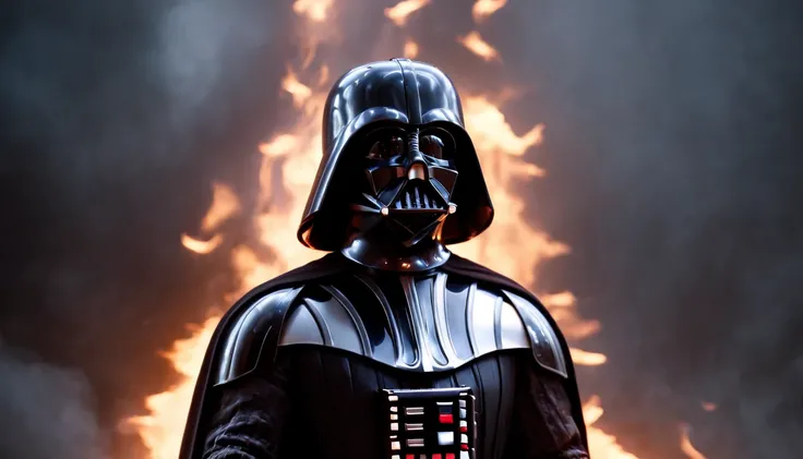 Darth Vader, Surrounded By Flames And Lightning With Thunder, Segurando 