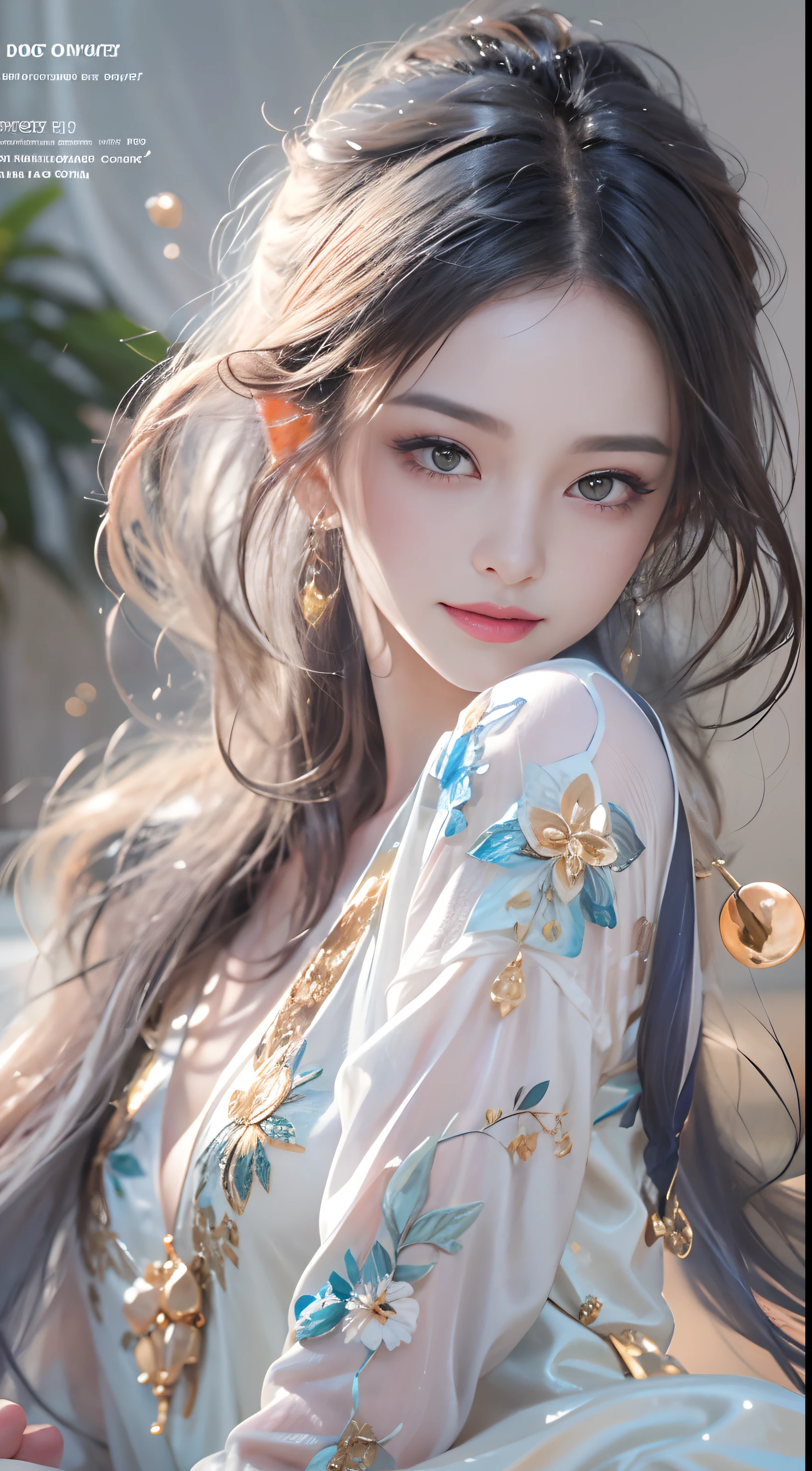 1girll,（enchanced quality：1.4），（Top quality true texture skin), Delicate face,Black hair, Gradient hair, Petite body,（perfect bodies：1.1）, There are precious stones on the forehead, rimless eyewears, Sparkling pupils，long eyelasher,grin, hyper photorealism, Cinematic lighting, projected inset, surrealism, hyper HD, Masterpiece, 16k，Lie down，dream on，Wear transparent silk pajamas,Carmelto，Fantasy space，Luxurious space