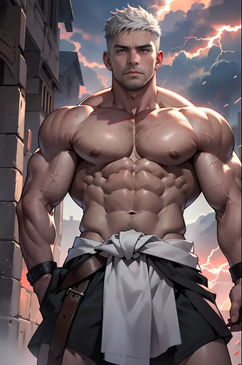 Anime style art)), Extremely muscular masculine character