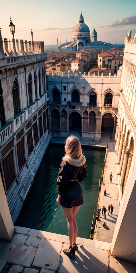 realisticlying、The real Venice,、Doge's Palace．Depiction seen from 100 meters in the sky、View from the roof of the building、19 ye...