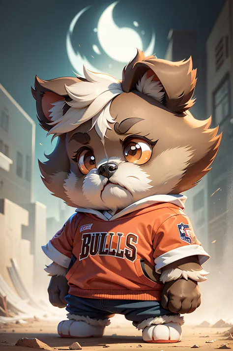 C4tt4stic, Chicago Bulls uniform cartoon、Breed Shih Tzu（ears are light brown、The right half of the face is light brown、Hair is s...