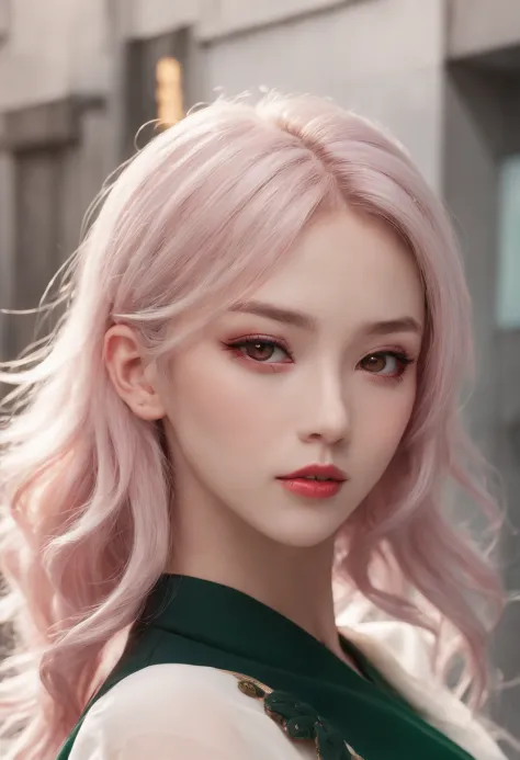 (((A deep reddish scar runs across her left cheek))) light skinned, Women around 19 years old, Natural blonde hair, Distinctive green eyes, Clothes in the world of anime, slender and graceful,, Beautiful, Streets of Tokyo, Ultra Sharp Focus, realistic shot...