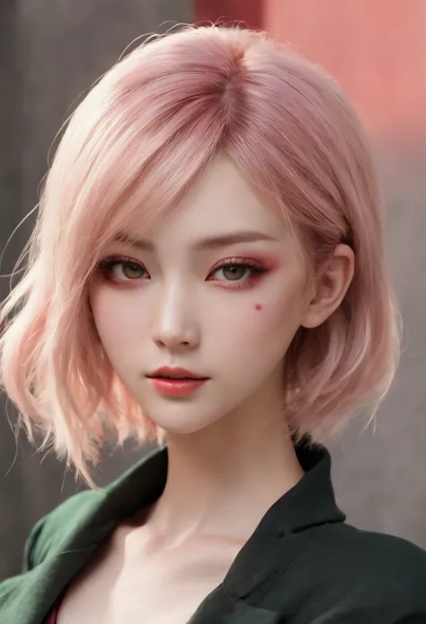 (((A deep reddish scar runs across her left cheek))) light skinned, Women around 19 years old, Natural blonde hair, Distinctive green eyes, Clothes in the world of anime, slender and graceful,, Beautiful, Streets of Tokyo, Ultra Sharp Focus, realistic shot...