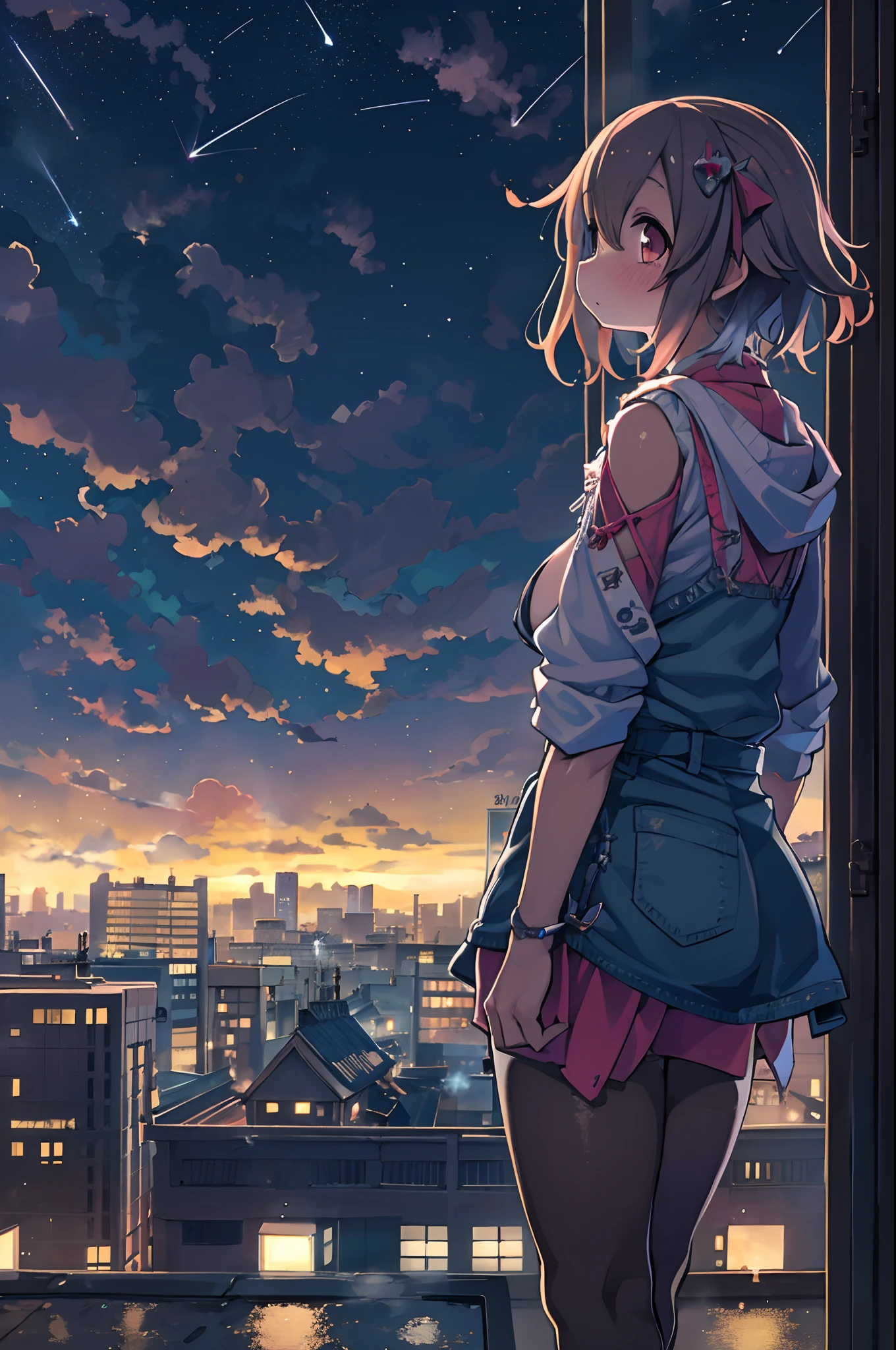 Anime girl debout sur le toit en regardant les étoiles et le ciel nocturne, fond d&#39;écran animé 4k, fond d&#39;écran animé 4 k, 4k fond d&#39;écran animé, fond d&#39;écran d&#39;art animé 8K, fond d&#39;écran animé 4k, fond d&#39;écran animé 4k, style animé 4k, Makoto Shinkai Cyril Rolando, Fond d&#39;écran manga 4K, fond d&#39;écran animé, Fonds d&#39;écran incroyables, étoiles filantes、Grosse,grosse cuisse、seins énormes en attendant de commencer