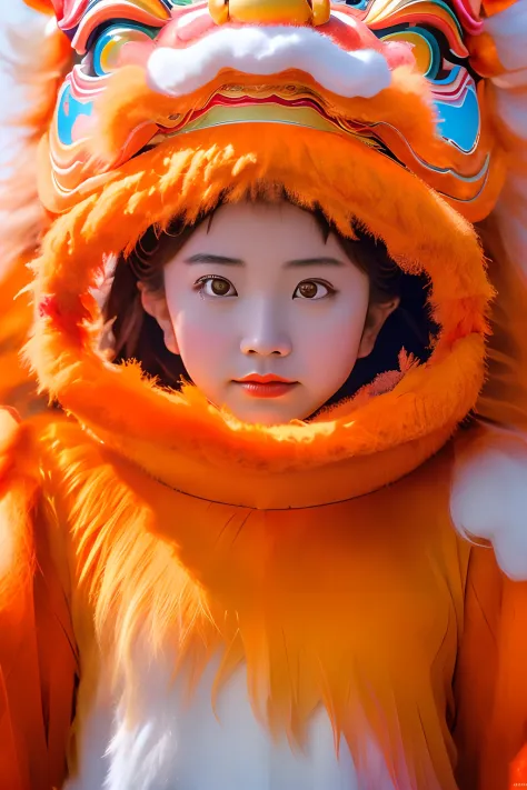 china-style，lion dance girl，highly detailed surreal vfx，smudge，faraway view，super-fine，ultra - detailed，high qulity，8k ，oc rende...