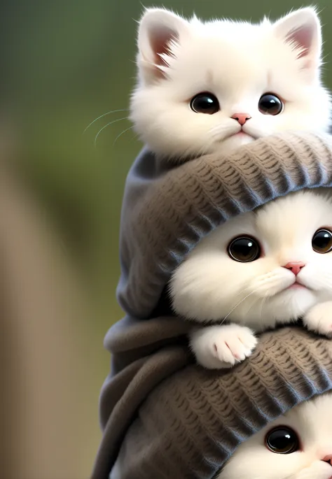 There were three kittens wrapped in blankets, lovely digital painting, Cute cats, cute 3 d render, adorable digital art, Cute kittens, cute cat photo, cute cute, cute cute, cute cute, Cute detailed digital art, Cute, smol fluffy cat wearing smol hat, cute ...