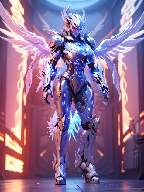 SILVER DRAGON GODDESS, HALO, HUGE BOOBS, BATTLE ARMOR SUIT, CLEAVAGE, (A PAIR OF LARGE WINGS:1.5), TRANSPARANT, TALL LEGS, STANDING, SEXY BODY, MUSCLE ABS.