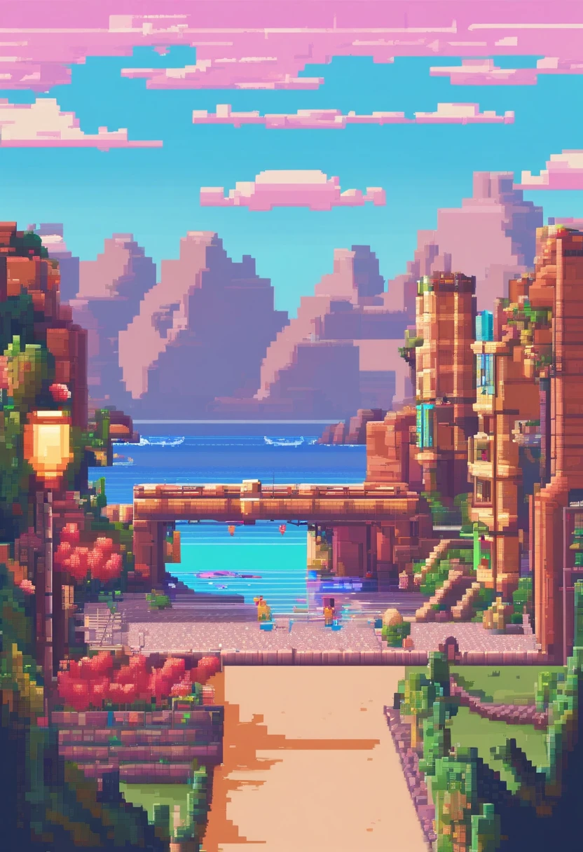 Pixel Art Tourist Landscape. E - Seaart Ai