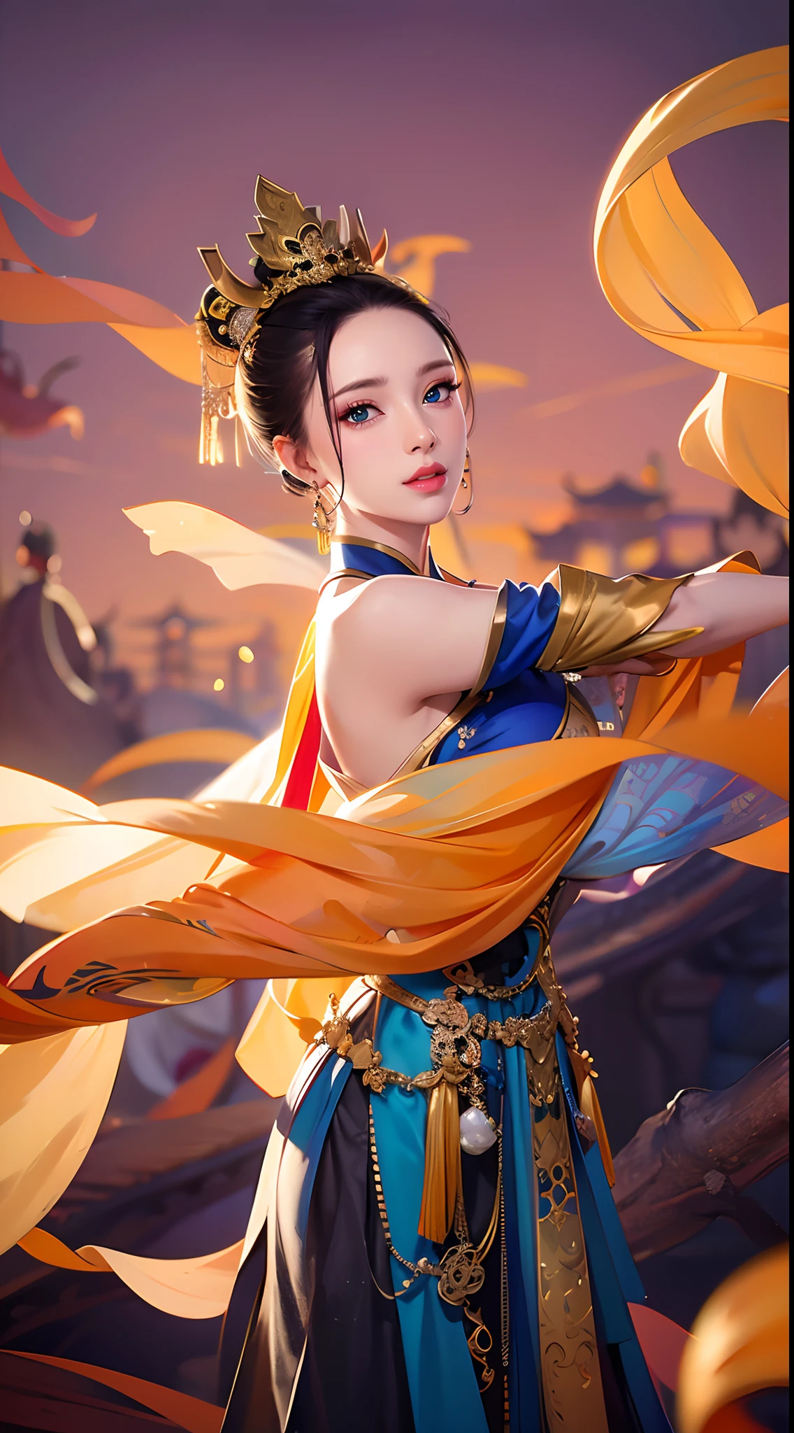 Cyberworld，lucy_Cyberpunk,Guanyin，((Masterpiece)),A high resolution, ((Best quality))，tmasterpiece，top-quality，best qualityer，（（（ looking at viewert, There is light in the eyes））），（（（Light and shadow interlace，white skinned，laughingly，self-assured））），