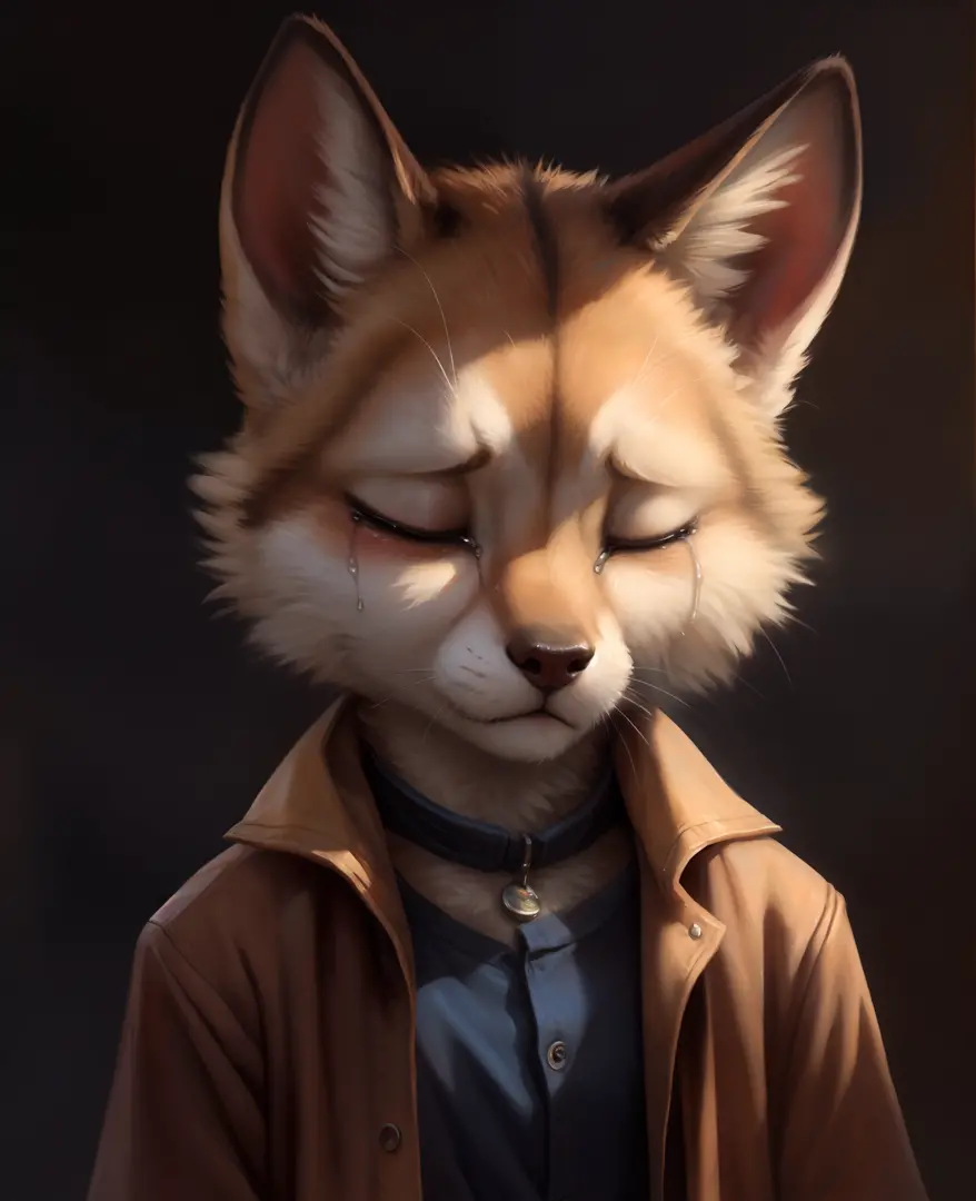 by kenket, by totesfleisch8, (by thebigslick, by silverfox5213:0.8), (by syuro:0.2), (by qupostuv35:1.2), (hi res), (masterpiece, best quality), animal, 1girl, solo, sad, crying, tears, eyes closed, wounded, bleeding, realistic, high quality, highres,Furry...