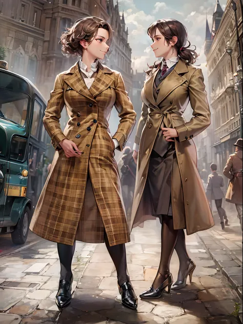 sherlock holmes & watson,
huge huge huge huge huge huge busty 2 girls assemble,
sherlock holmes girl brown glen check frock coat...