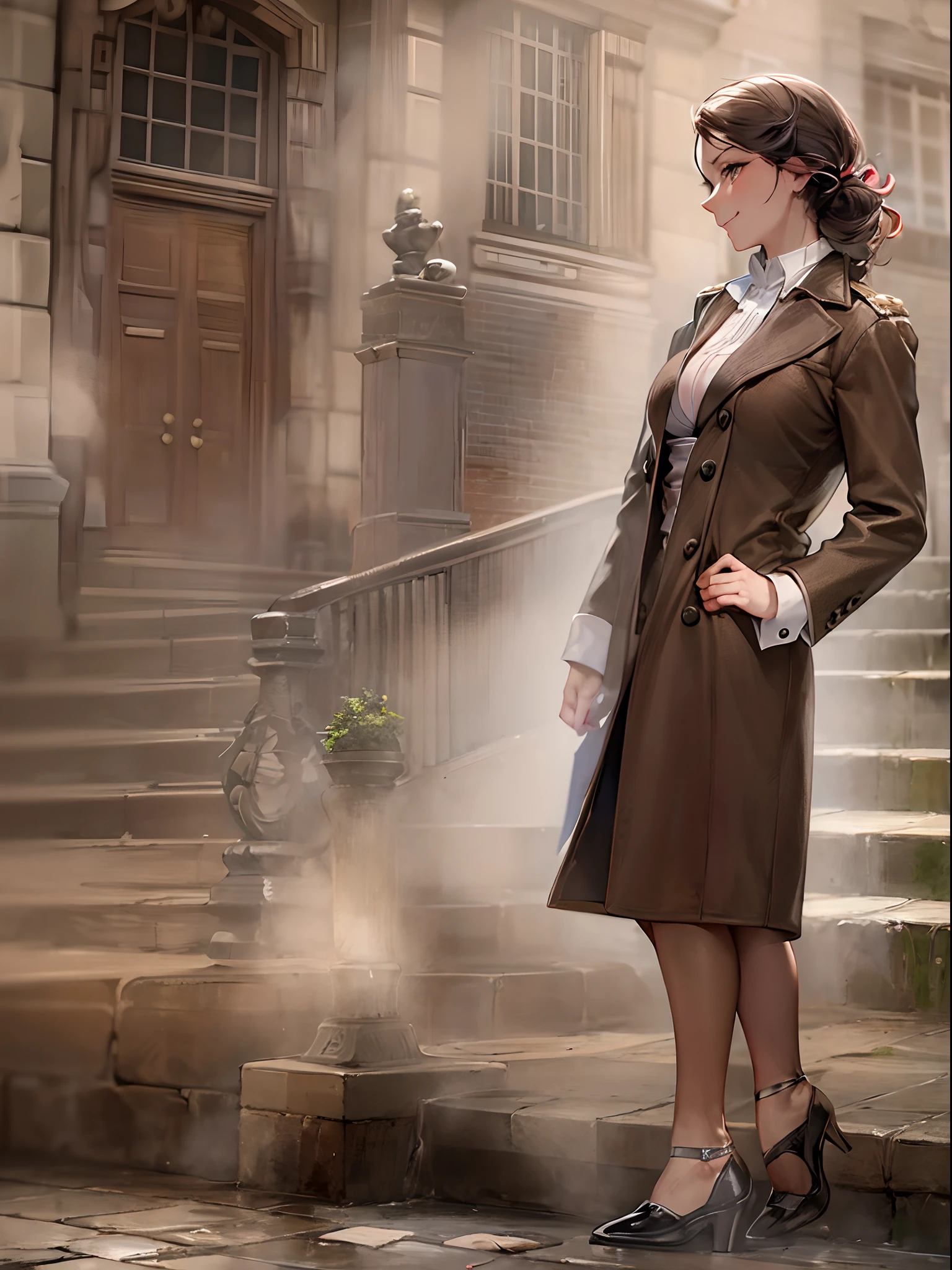 sherlock holmes lady & watson girl,
(huge busty:1.5),
sherlock holmes lady brown glen check frock coat,
side standing watson girl white formal suits,
detective,
gently,
elegance,
wind,
smile,
london,
baker street,
british,
real face,
real body,
real background,
((((masterpiece)))), high quality, very_high_resolution, large_filesize, full color,